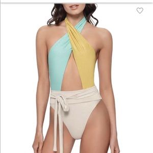 PQ Swim Alex Halter Colorblock One Piece